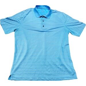 Bobby Jones‎ Golf Polo Shirt Striped Athletic Greenbriar Hills Club Blue Size L